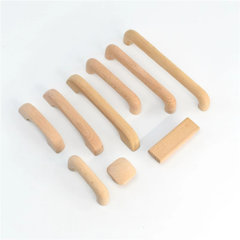 Wooden Handles Drawer Knobs Wardrobe Furniture Wood Handle Kitchen Cupboard Door Handle Dresser Pulls Furniture Hardware