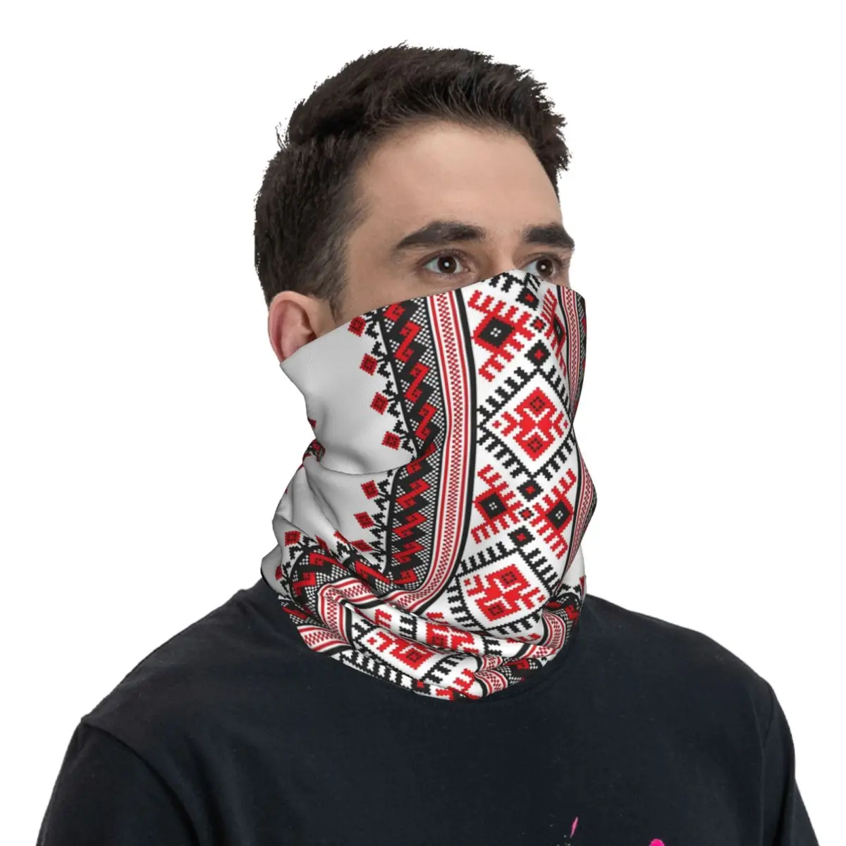 Custom Ukrainian Traditional Embroidery Bandana Neck Warmer Women Men Winter Ski Hiking Scarf Gaiter Vyshyvanka Face Cover