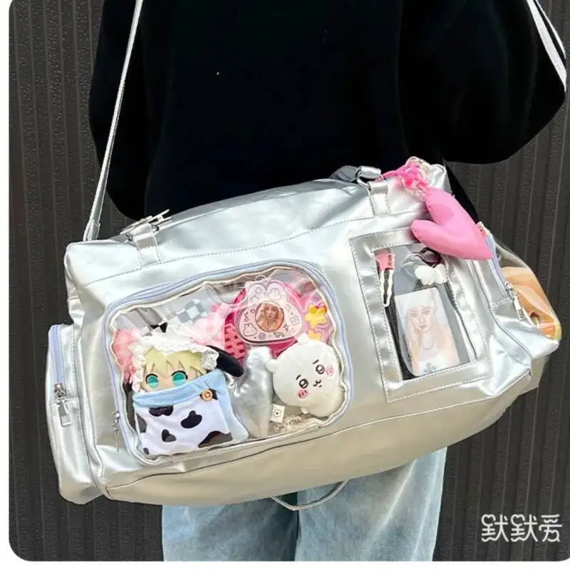 Bloom Haruku Sier Itabag Women Fashionable Lightweight Large Capacity Fiess Bag Female Sports Travel Crossbody Bags New