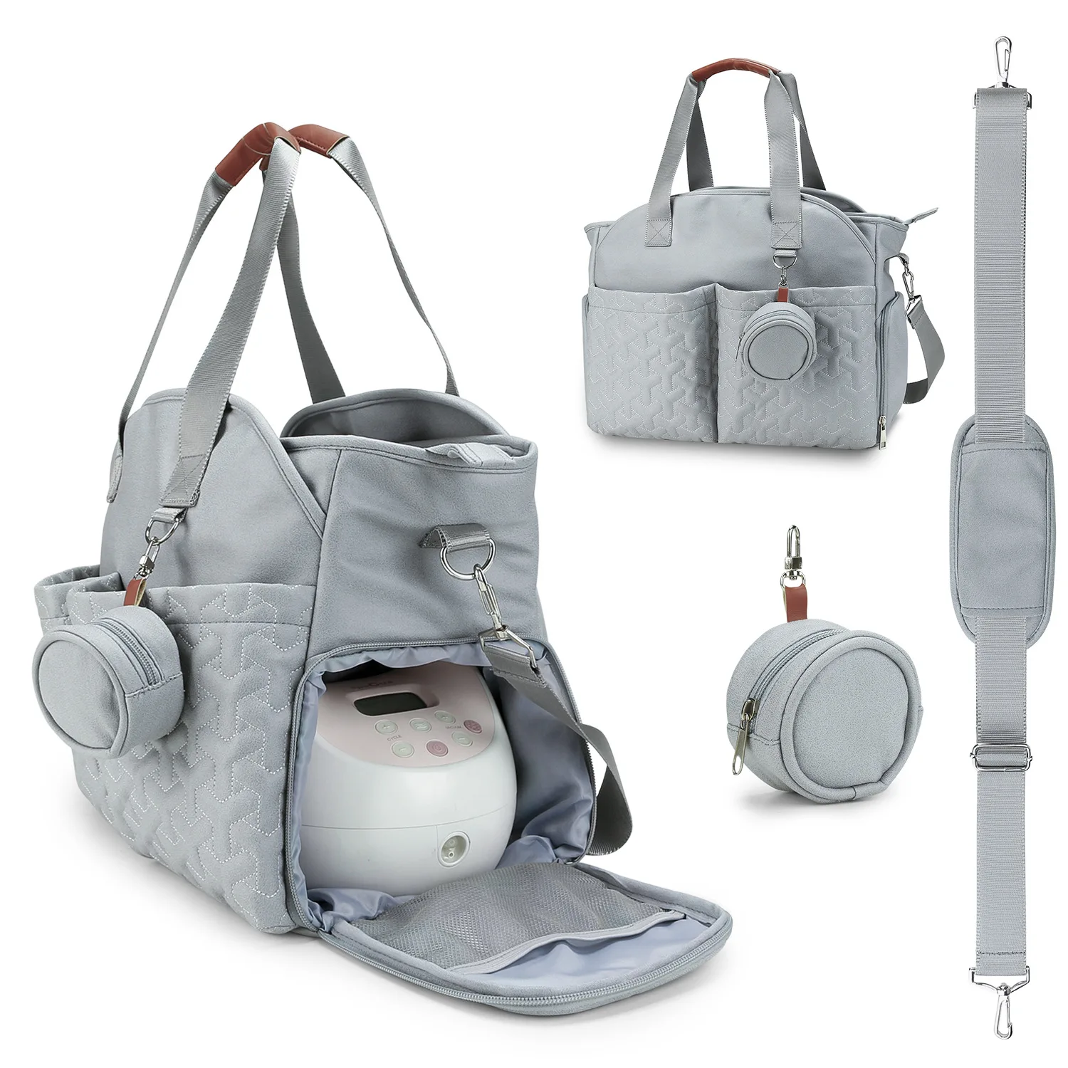 Breast Pump Bag One-shoulder Portable Mommy Bag with Pacifier Bag Largecapacity Mother and Baby Travel Multifunctional Mommy Bag