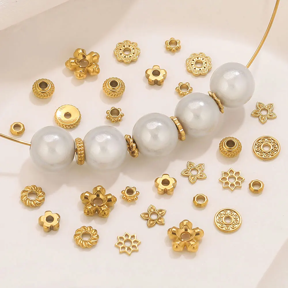 

20pcs 18K Gold-plated Stainless Steel Flower-shaped Pumpkin Beads Loose Spacer Beads DIY Jewelry Bracelet Accessories Wholesale