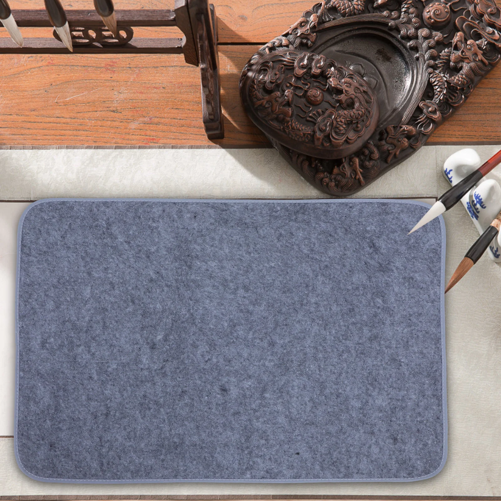 

Felt Calligraphy Mat 70x50cm Gray Thickened Edge Writing Desk Pad for Chinese Painting Drawing Tool Soft Cushion