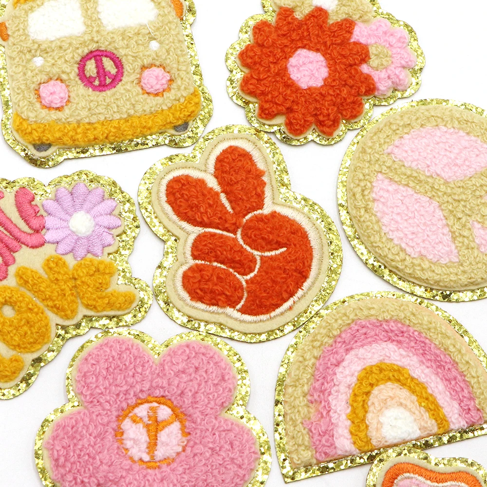 هيبي ريترو الشنيل الحديد على بقع الركبة ، بوهو إصلاح بقع عدة ، مطرزة Accessory بها بنفسك ملحق للملابس على ظهره ، 1 قطعة #2