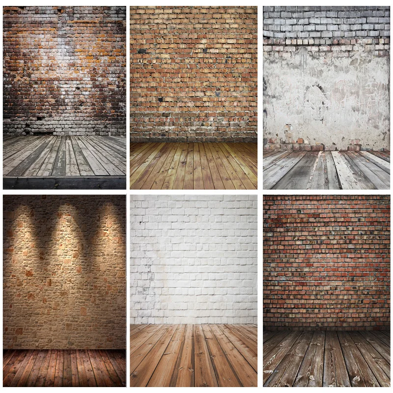 Vintage Brick Wall Wooden floor Theme Photography Backdrops portrait Photo Background Studio Prop  21817 TEX-06