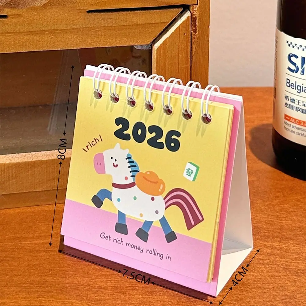 

Simple Mini 2026 Desk Calendar Coil Binding Cartoon Schedule Planner Portable Fruit Shape Desktop Calendar Gifts