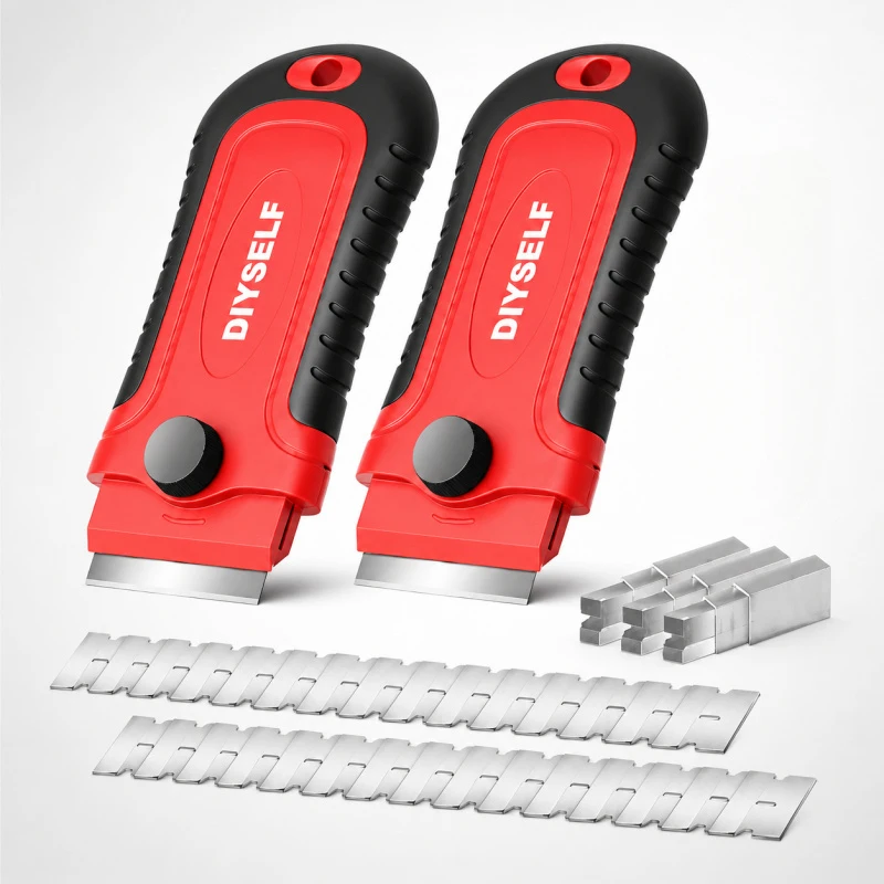 2-Piece Multi-Purpose Scraper Tool Set, Stainless Steel Cleaning Knife for Adhesive Remover, Glue Scraper, Vinyl Wrap Removal, D
