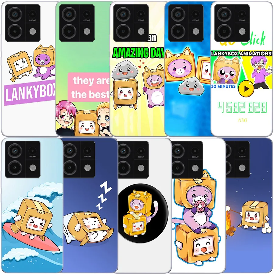 Lankybox Cute Clear Phone Case For Xiaomi Redmi Note 11 11S 11T 11E 10 10S 9 9S 9T 8 8T Pro 7 K70 K60 K20 TPU Pattern Soft Funda