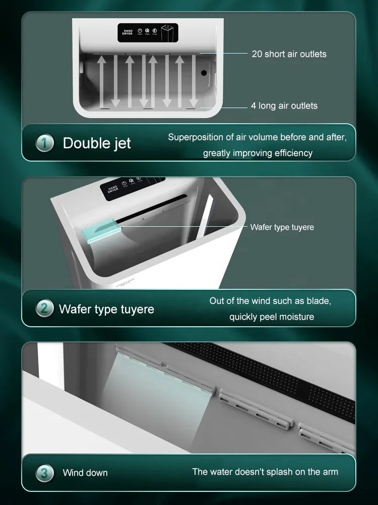 Wholesale Bathroom High Speed Handdryer Jet Automatic Sensor Hand Dryer  Commercial  with HEPA Filter A2688