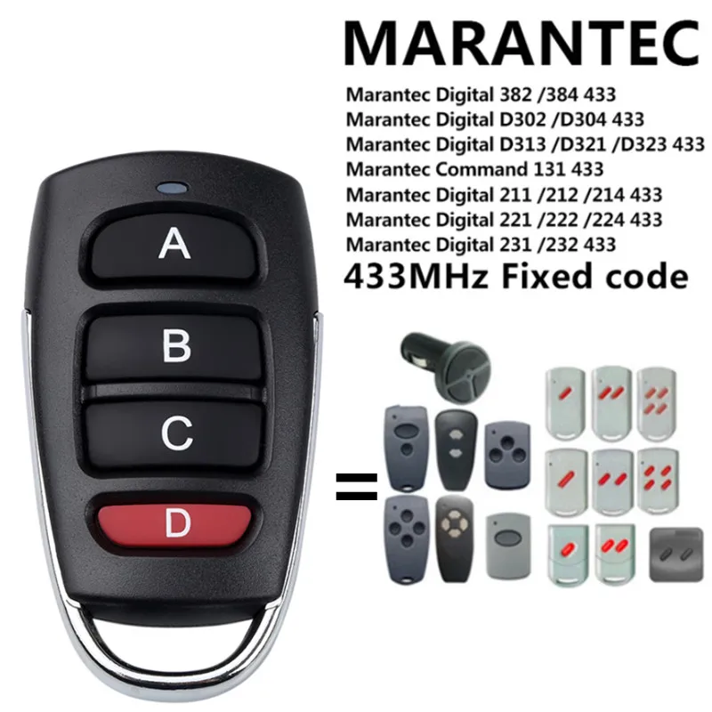 433.92MHz MARANTEC Digital 382 384 D302 D304 D313 D321 211 212 214 Garage Door Remote Control Gate Command 433MHz Fixed Code