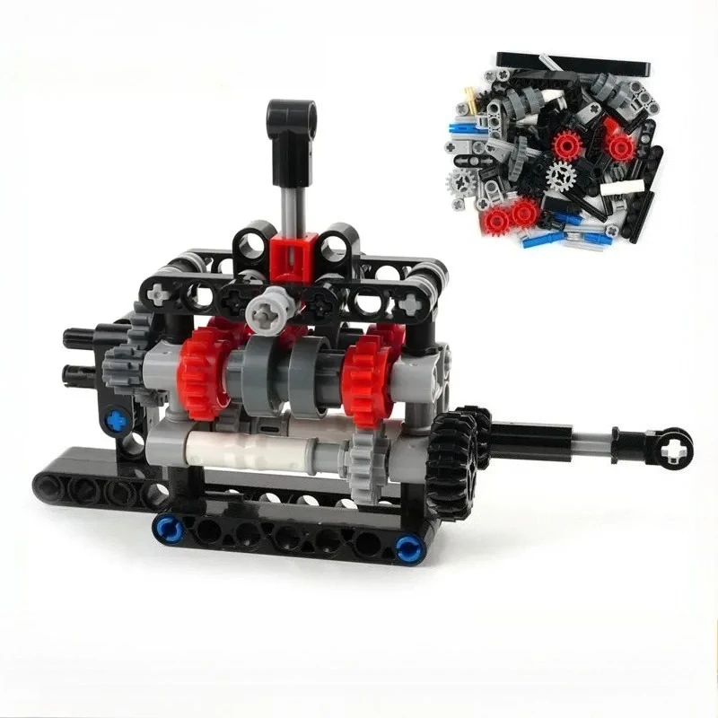 

MOC DIY 4 Speed Gearbox Building Blocks Technical Model M Motor Manual Transmission STEM Educational Bricks Toy Power Functions