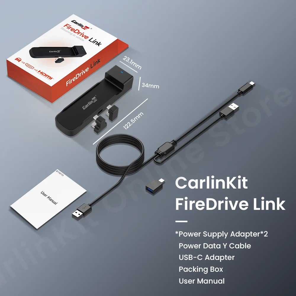 CarlinKit Firedrive リンク有線 Carplay to HDMI for Fire Tv Stick