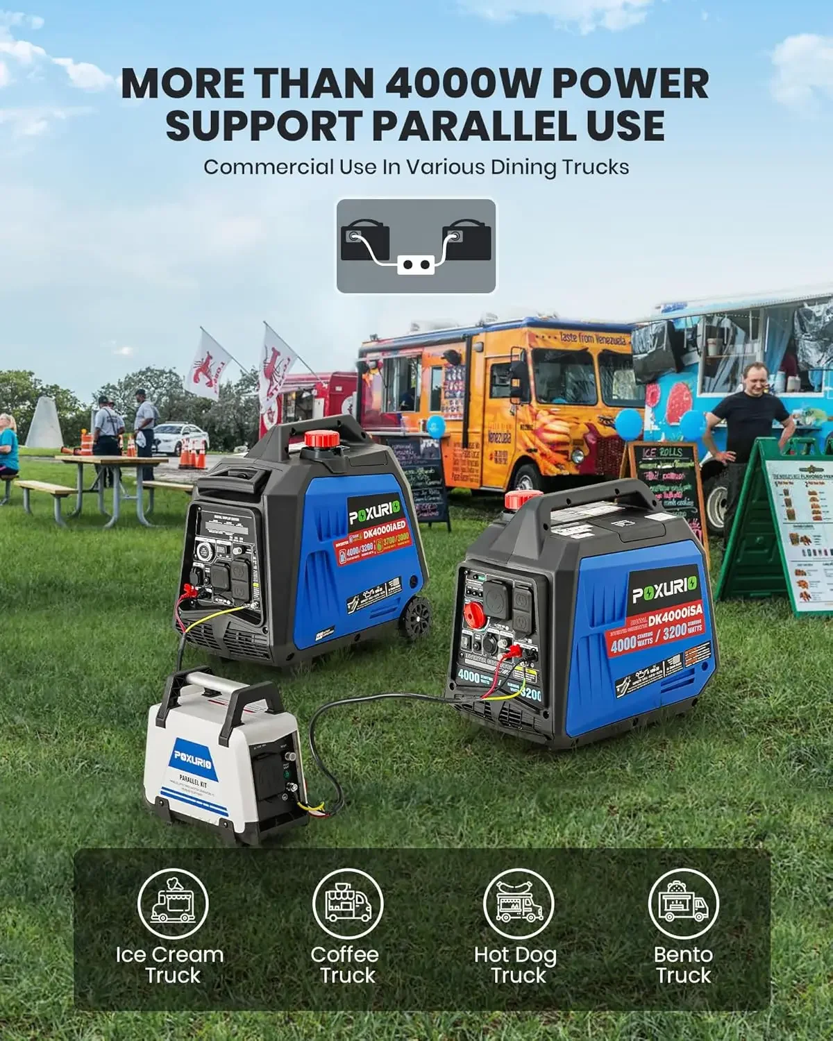 [XMSJ-Stock limitato, acquisto ora! ]Generatore inverter da 4000 Watt, campeggio e casa, allarme CO/ready per camper/EPA per camper, generazione alimentata a gas 120 V