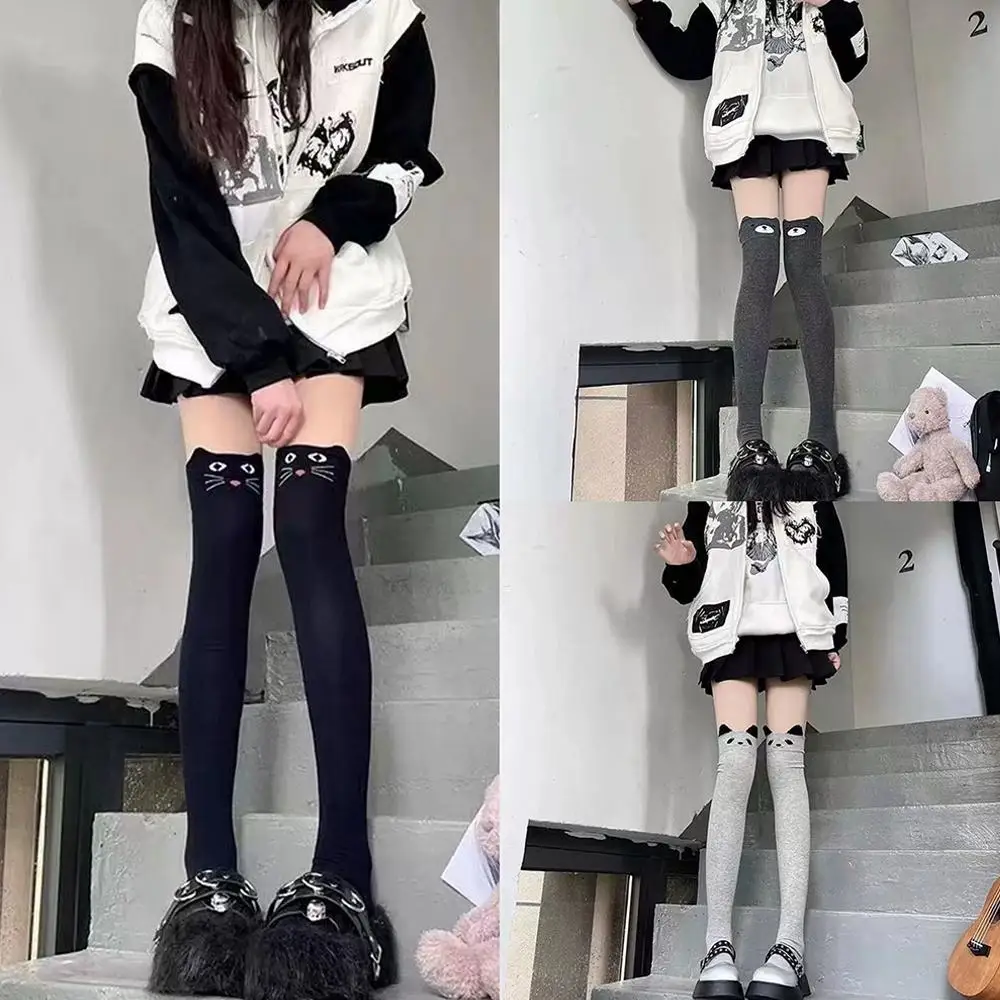 

Japanese School Style Over Knee Socks, Kawaii Panda & Cat Thigh High Socks for Women Girls, Harajuku JK Fashion