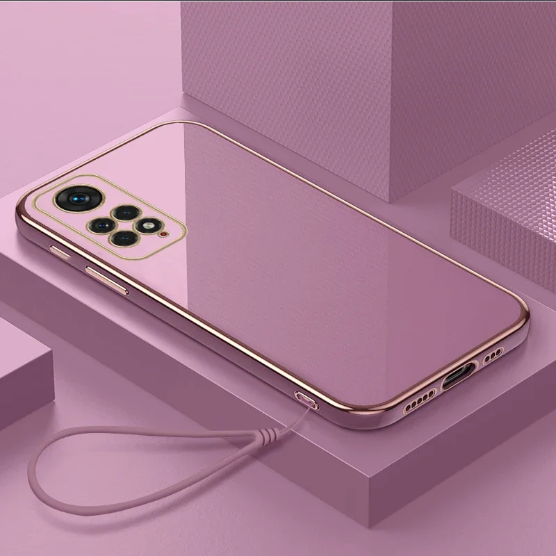

Luxury Lanyard Plating Silicone Case For Xiaomi Redmi Note 13 12 12S 12C 11 11S 10 10S 10A 10C 9A 9C 9T A1Plus Soft Bumper Cover