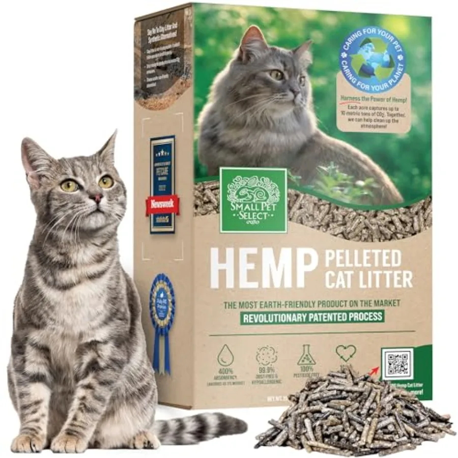 

Hemp Pelleted Cat Litter Non-Clumping Biodegradable Kitty Litter Eco Friendly Odor Control for a Fresh Litter Box 20 lb