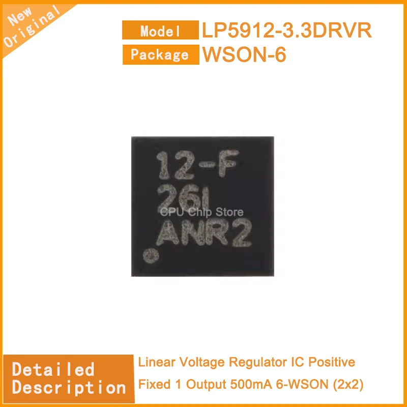 10~100PCS New Original  LP5912-3.3DRVR  LP5912-3.3 Linear Voltage Regulator IC Positive Fixed 1 Output 500mA 6-WSON (2x2)