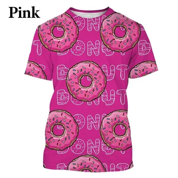 Chocolate Donut Food Bread Funny T-Shirt Fashion Casual 3D Printing T-Shirt