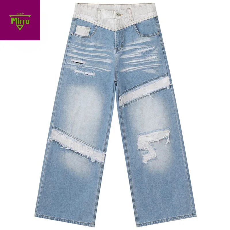 

Мужские рваные мешковатые джинсы, свободные прямые джинсовые брюки, уличная одежда, джинсы в стиле Харадзюку в стиле хип-хоп, брюки для мужчин