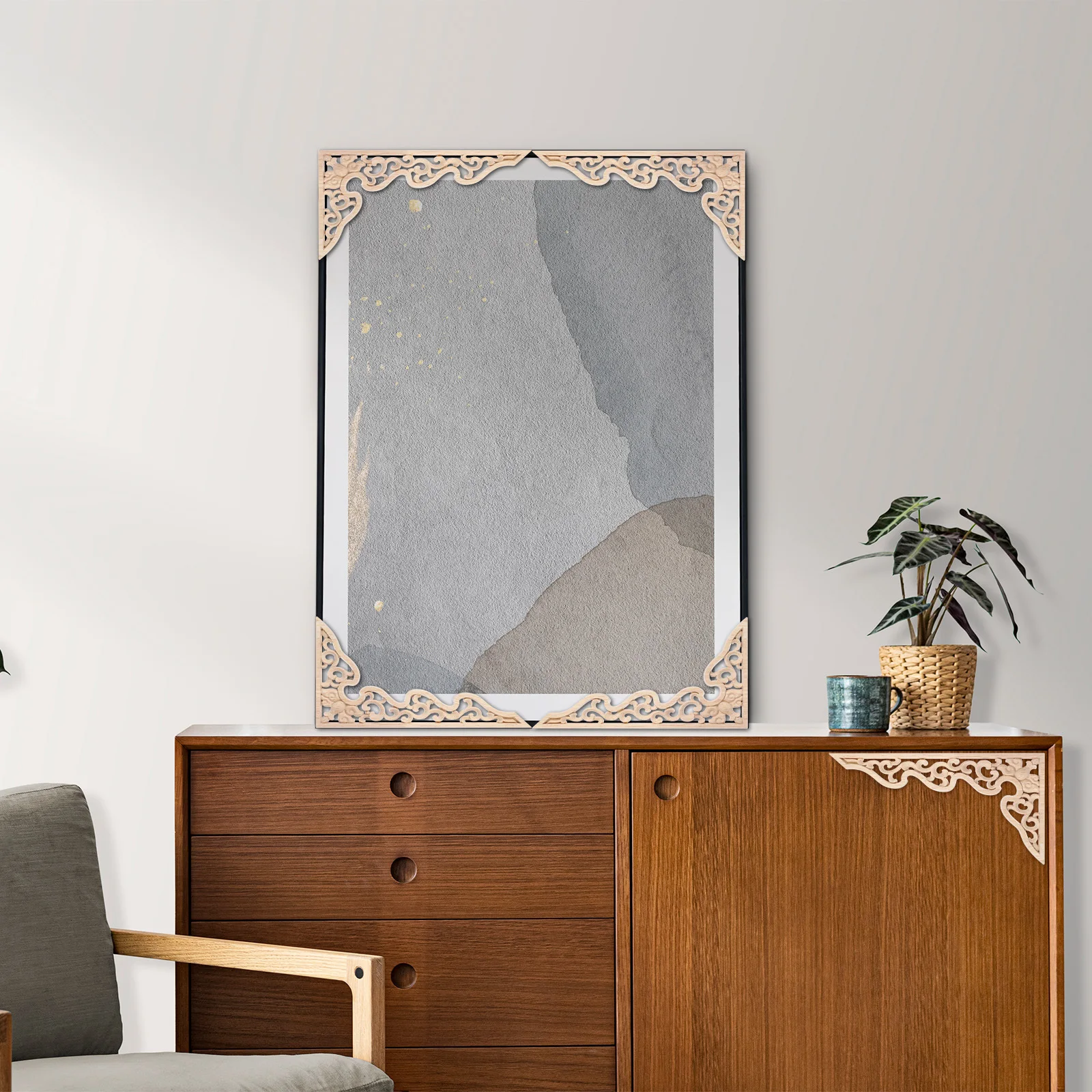 

2Pcs Wood Carved Onlay Classic Flower Carving Stylish Wooden Applique for Home Decoration Furniture Door Cabinet