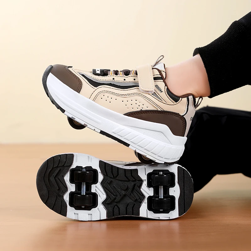 Children Junior Roller Skate Shoes Kids Sneakers with Four Wheels Boys Girls Shoes Outdoor Walking Shoes Casual Kids Sneakers view 5