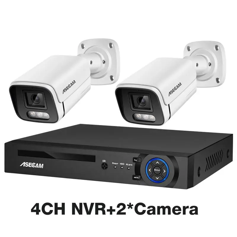 جديد! نظام كاميرا أمان 4K 8 ميجابكسل صوت ميكروفون CCTV POE NVR AI لون ليلي كاميرا مراقبة فيديو منزلية مجموعة خارجية