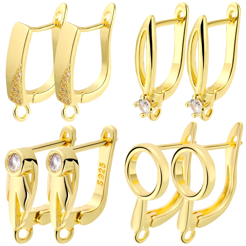 Juya DIY Copper Anti-allergenic Earwire Hooks 18K Gold Plated Basic Fashion Women's Earring Making Fastener Fixtures Accessories