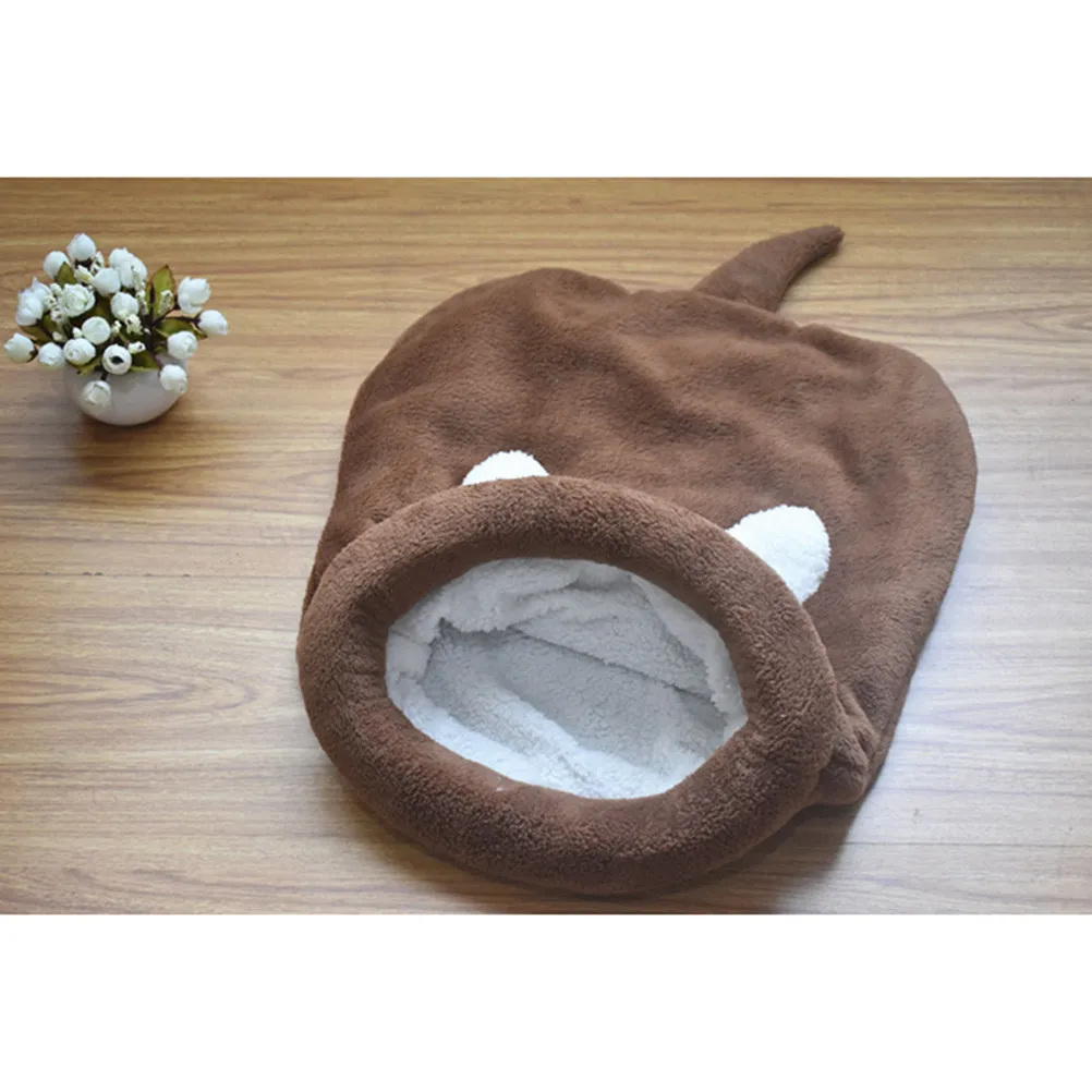 Dog Sleeping Bag Pet Bed for Cats Small Dogs Warm Soft Nest Portable Travel Rest Spot Indoor Outdoor Use L in Coffee
