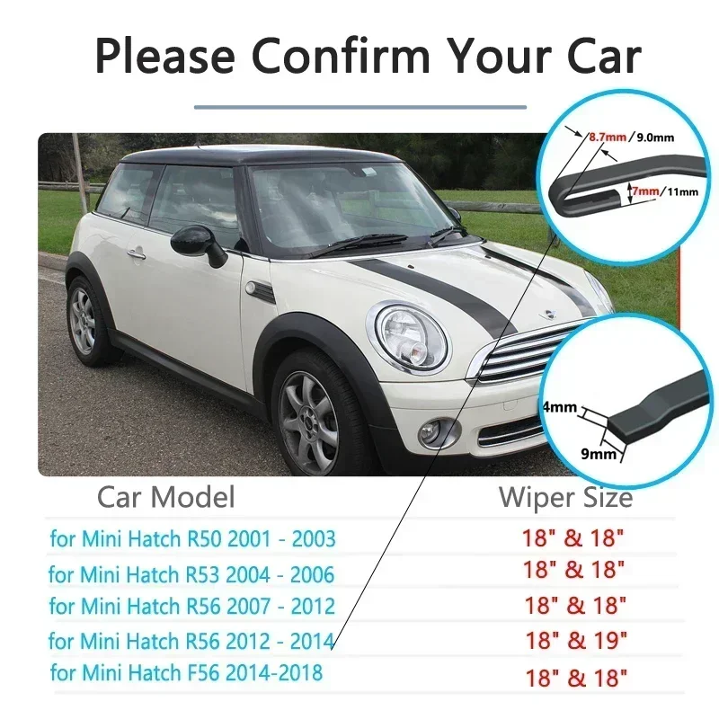 For Mini Hatch Cooper Hatchback R50 R53 R56 F56 2001~2018  Windshield Wipers Car Accessories 2002 2009 2010 2017 Car Wiper Blade