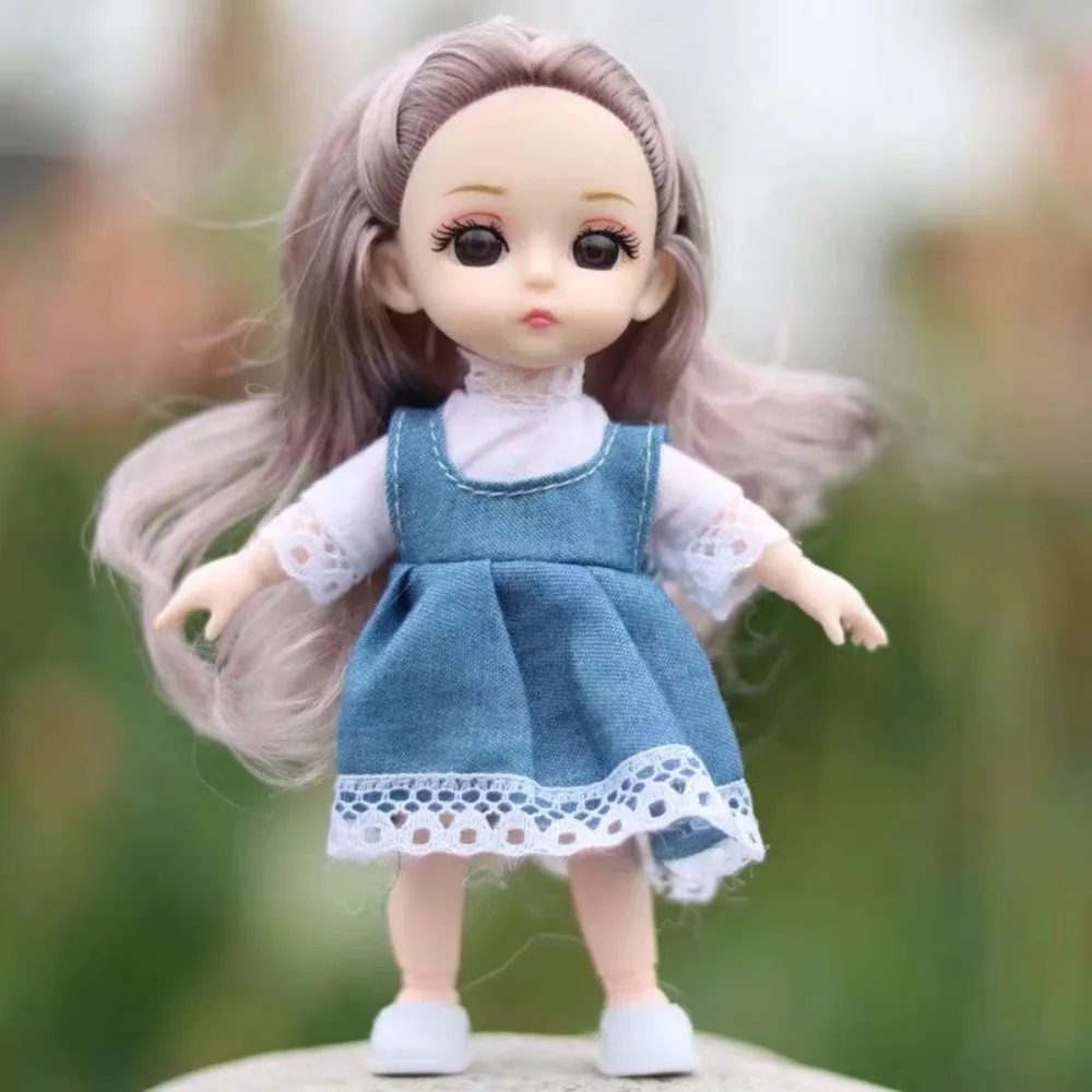 1/12 BJD BJD Pop met Kleding 13 Beweegbare Gewrichten Blauwe Ogen Mini Meisje Pop met Kleding met Schoenen met Kleding