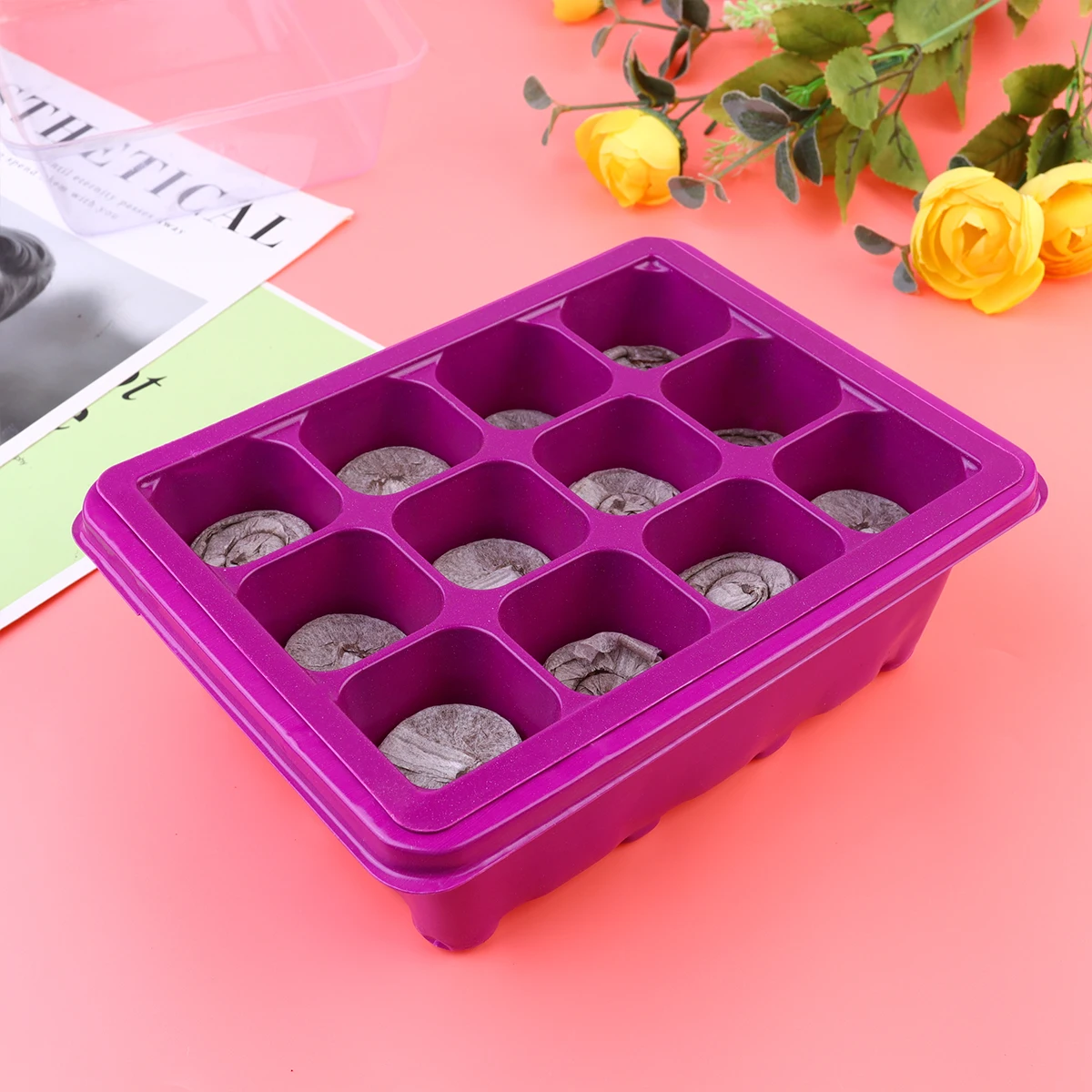 

12set 12-Hole Sprouter Tray Set Plastic Vegetable Wheatgrass Seed Sprouting Tray For Mung Bean Soybean Peanut Black Bean