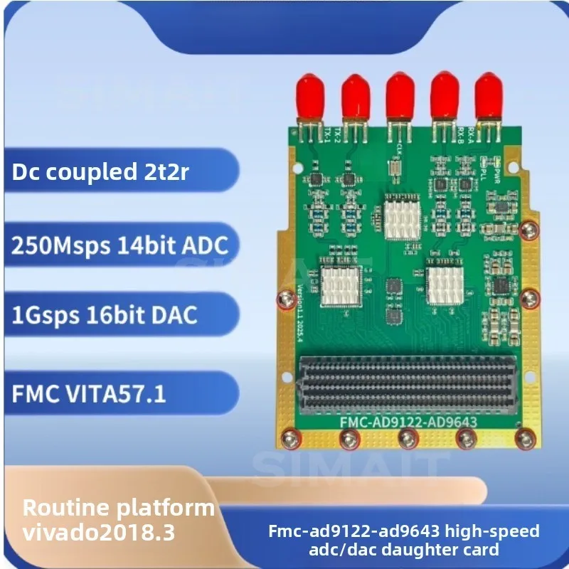 FMC-AD9122-AD9643 Dual-channel High-speed ADC/DAC Daughter Card, DC-coupled, Intermediate Frequency Transceiver
