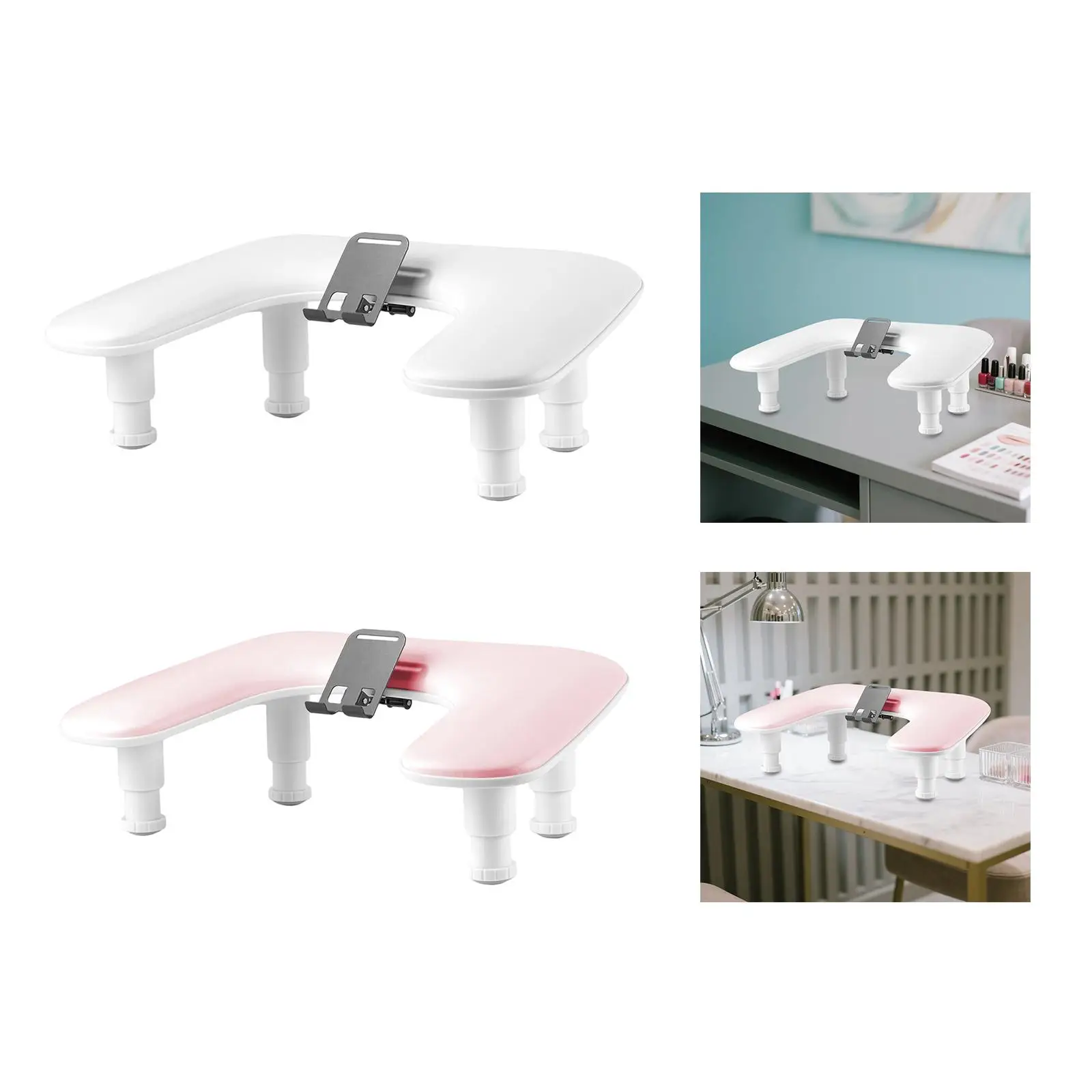 

Маникюрная подлокотник для ногтей, подставка для маникюра с держателем для телефона, подлокотник из искусственной кожи, портативная подушка для рук с регулируемой высотой для дизайна ногтей, дома