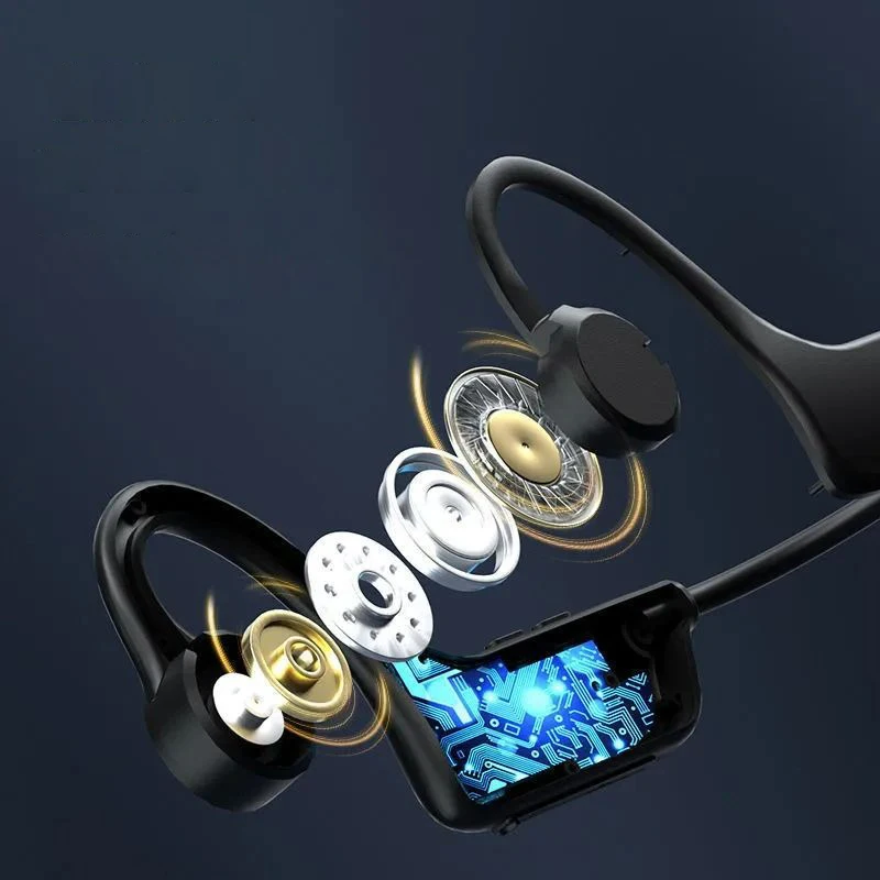 Bone Condução Esportes Fones De Ouvido com Microfone, Earloop Leve, Sem Fio, Suporte TF Card, 5.3