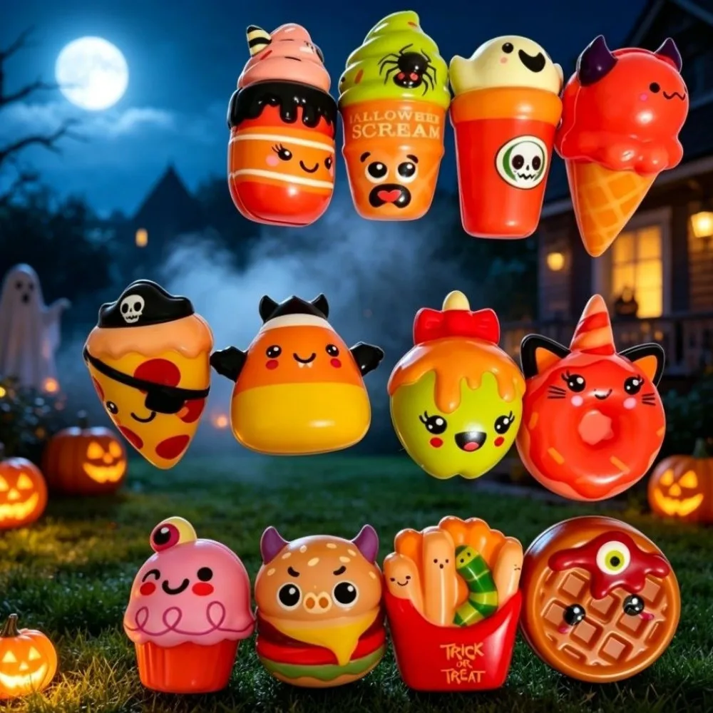 Slow Resbound Halloween Squishy Toy Pumpkin Slow Rising Reduce Pressure Toy Skeleton Cat Witch Devil Halloween Fidget Toy