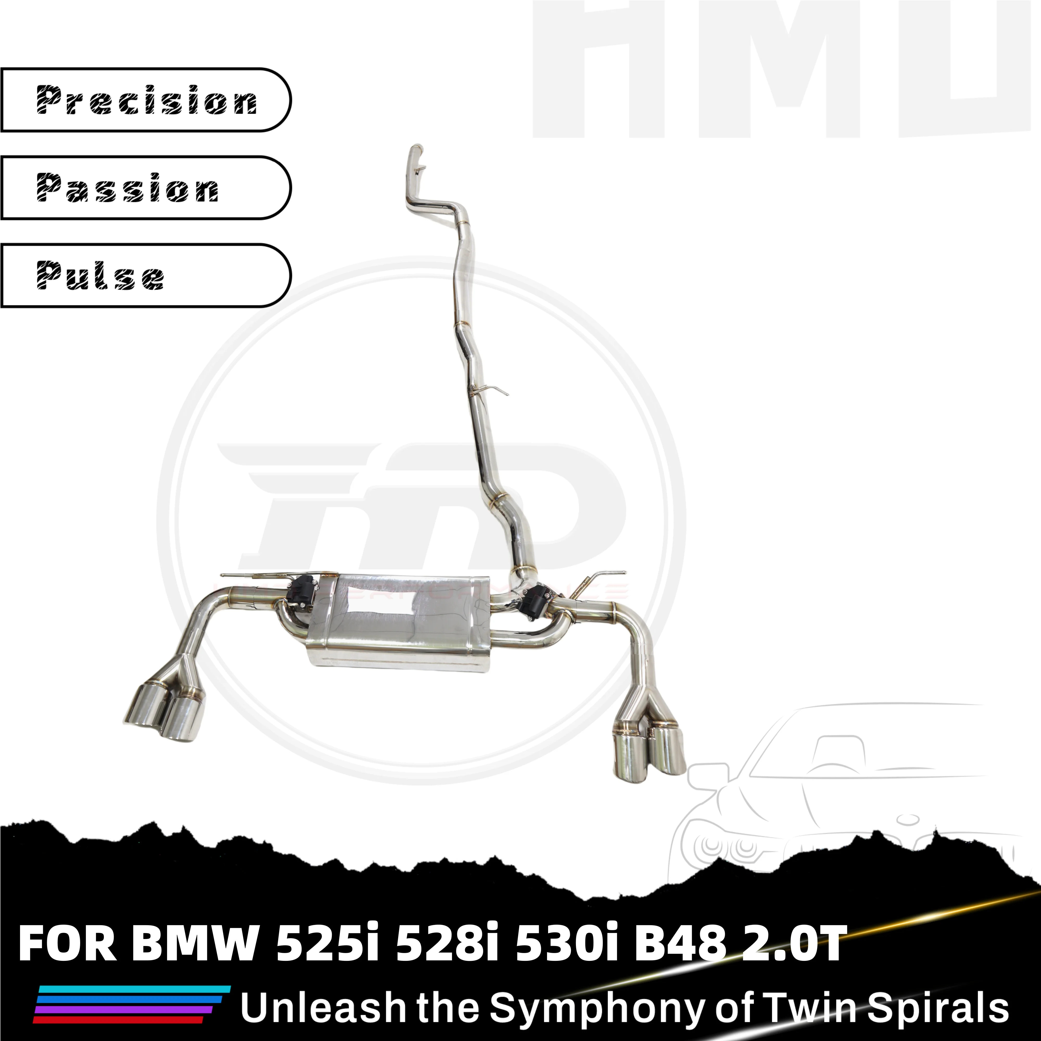 

HMD High Performance Catback For BMW 525i 528i 530i B48 2.0T Stainless Steel Muffler With Valve Exhaust System