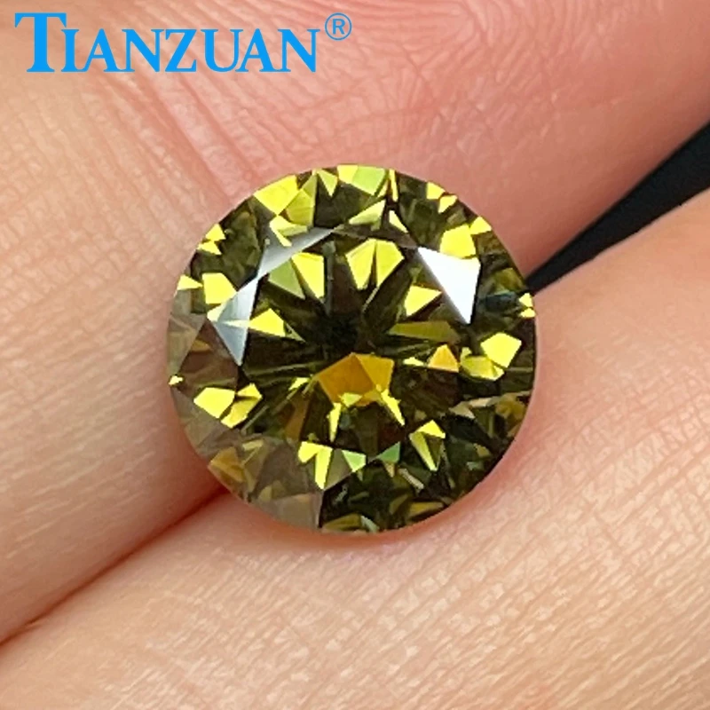 Black Olive Color 11mm Si Round Shape Brilliant cut Sic Material Moissanite Loose Gem Stone For Jewelry Making DIY Material