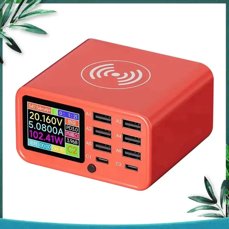 (NEW) 8-Port PD Multifunction Fast Charger For Phone Laptop Short Circuit Repair Current Detector Burn-In Repair EU Plug