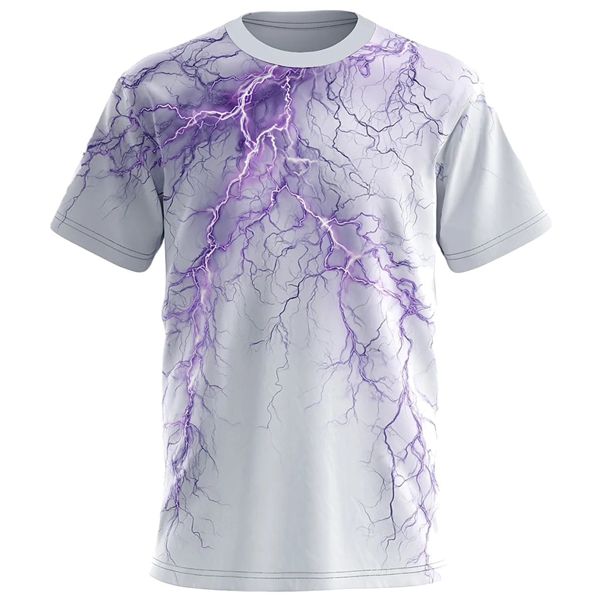 Men's 3D lightning print T-shirt summer short sleeved casual round neck breathable street fashion personalized top