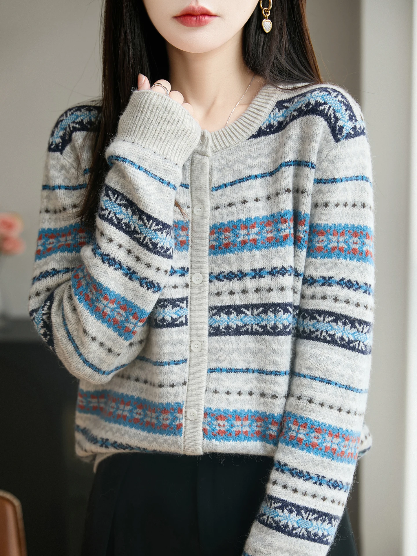 Neue Mode Herbst Winter Frau Pullover Elegante Weibliche Merino Wolle Strickwaren Retro Dicke Strickjacke Dame Langarm Kleidung Tops