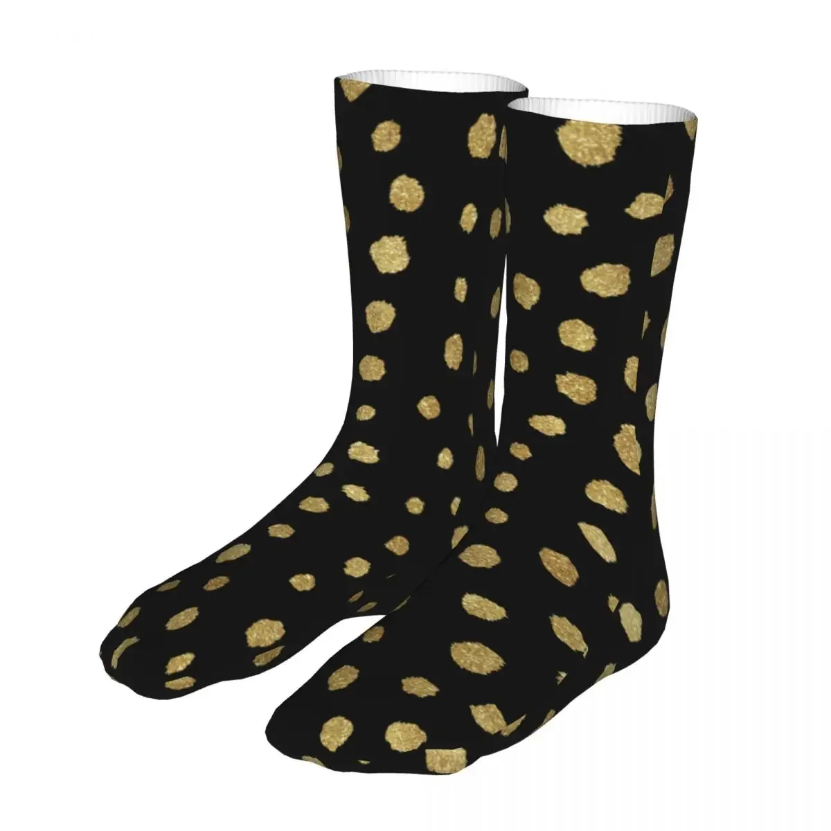 Funny Cheetah Animal Print Black And Gold Women Socks 2022 Female Sport Sock