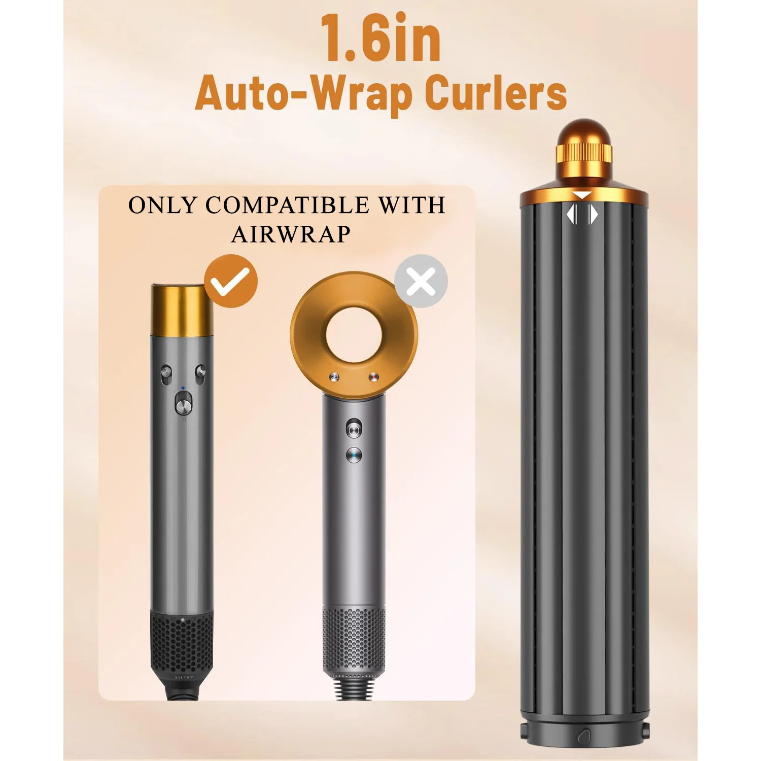 برميل تجعيد ذهبي 40 مم لمصفف الشعر الطويل Airwrap HS01/HS05 مرفق بديل قطعة واحدة