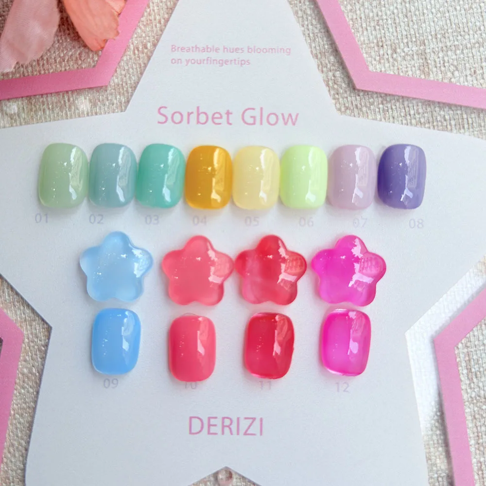 High Quality Nail Gel Polish Kit With Card HEMA FREE Transparent Pink Color Collection Self Leveling  Nail Manicure Set 12PCS