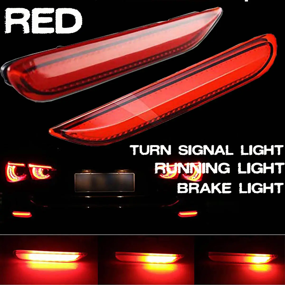 LED Bumper Reflector Marker Lights For Infiniti Q50 QX30 QX60 QX56 QX80 Nissan LED Brake Lights w/Sequential Turn Signal