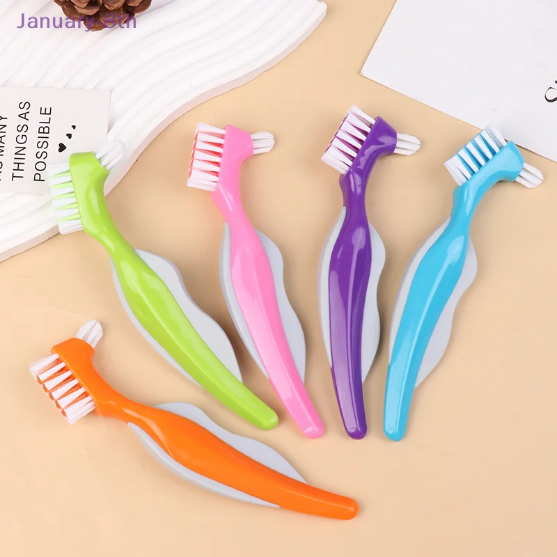 Denture Cleaning Brush Dual Heads Gum Cleaner For Men Women Multi-Layered Bristles False Teeth Brush Oral Cleaning Tools