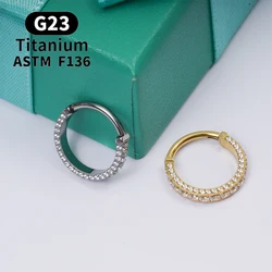 G23 Titanium ASTM-F136 Piercing Nose Hoop Earrings For Women Luxury Body Jewelry Accessories Shiny Zircon Nose