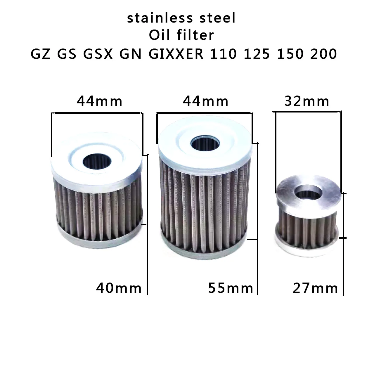 Universal Motorcycle Stainless Steel Oil Filter Full Metal Wash-able Reusable Oil Filter for GS GN EN GSX GT GIXXER 125 150 200