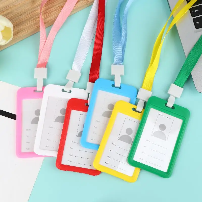 5/10 قطعة تصريح العمل معرض بطاقة الهوية كم شارة حامل مع الحبل الصدر تمرير غطاء بطاقة العمل حزام الرقبة #3