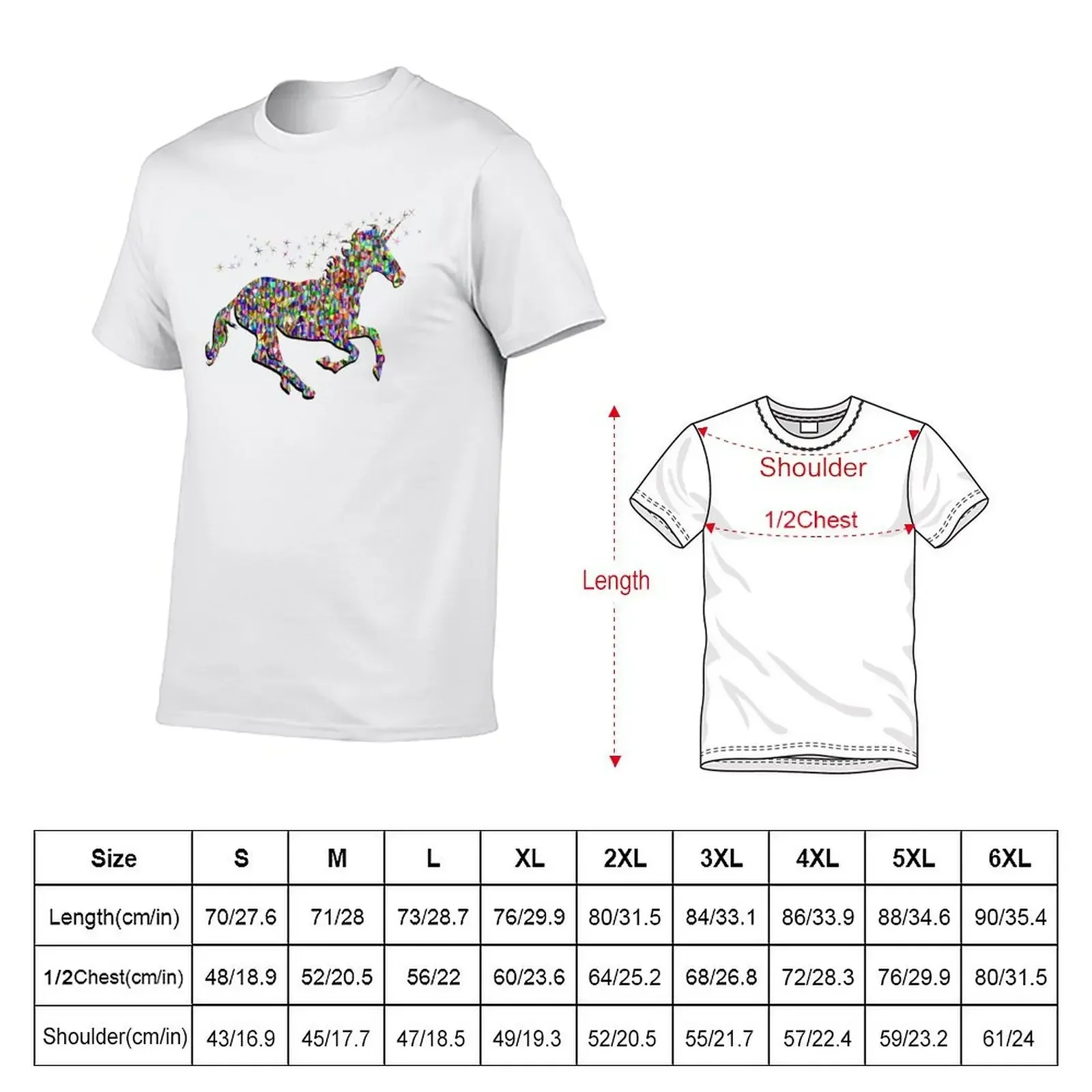 Multi-Colored Polygon Running Unicorn Design T-Shirt plus size clothes customs animal prinfor boys mens shirts graphic tee