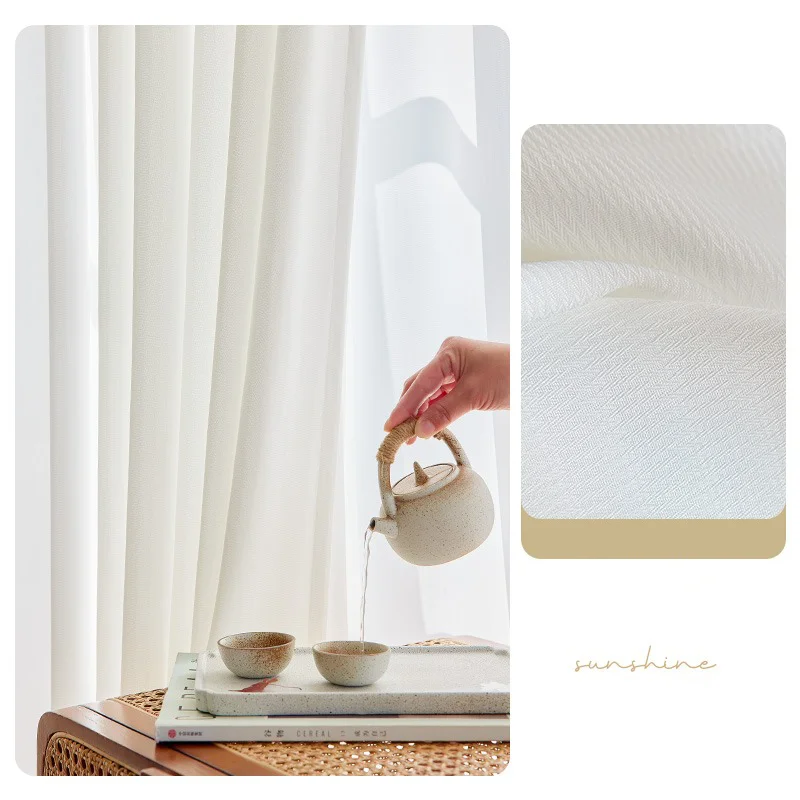 

Curtains Gauze Curtains Light-transmitting and Non-transparent Bedroom Living Room Balcony White Sunscreen Heat Insulation