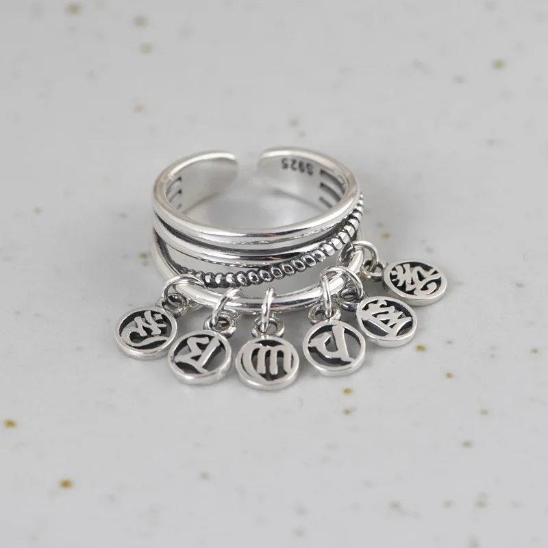 

S925 Sterling Silver Irregular Multi-layer Winding Small Pendant Tassel Ring New Gift For Women